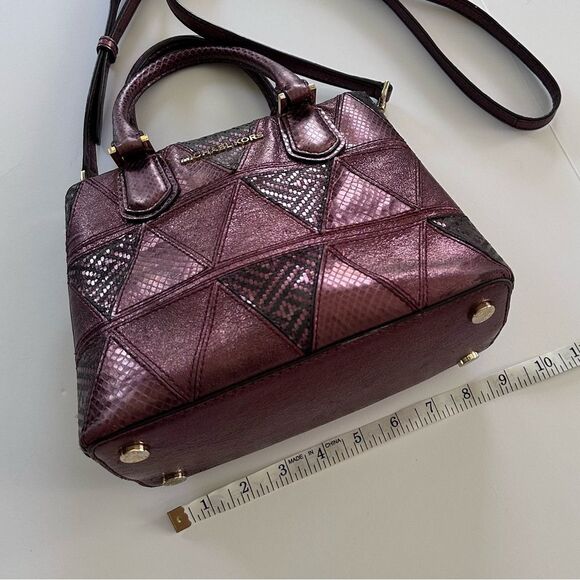 Michael Kors Adele Crossbody in Merlot Burgundy Metallic Snakeskin Patchwork - Picture 16 of 16